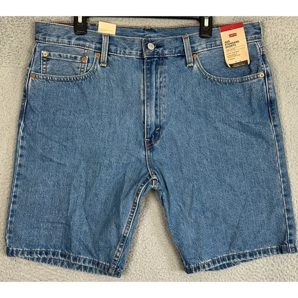 NEW Levis 405 Standard Shorts Mens 38X10 Blue Jean Denim Red Tab 5 Pocket Casual